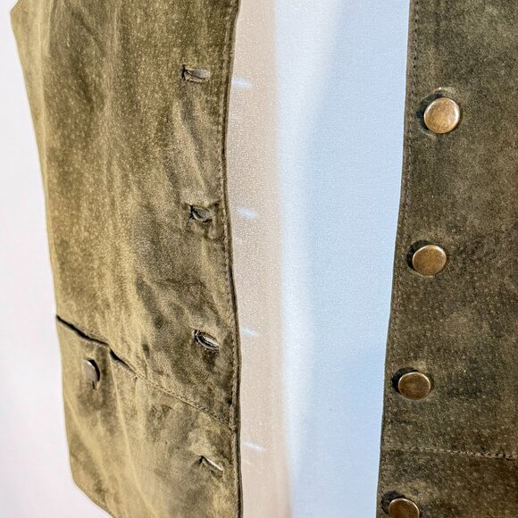 Vintage Western EMC Khaki Suede Leather Vest - Picture 6 of 7
